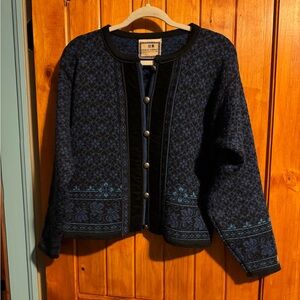 Dale of Norway Brown and Blue Knit Cardigan